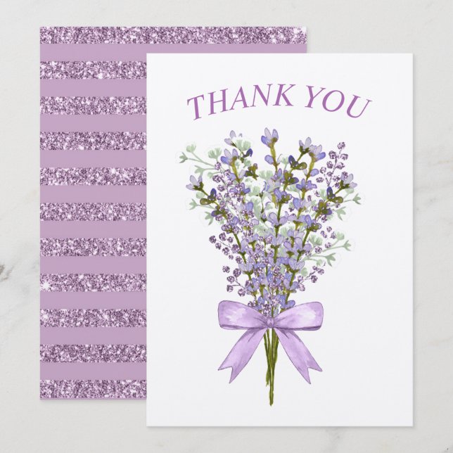 Watercolor Lavender Bouquet Vielen Dank Dankeskarte (Vorne/Hinten)