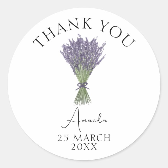 Watercolor Lavender Bridal Brunch Vielen Dank Runder Aufkleber (Vorderseite)