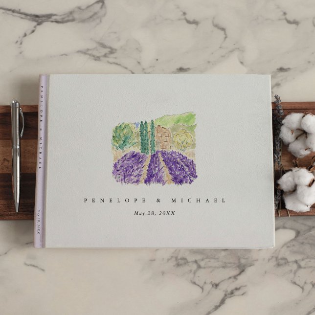 Watercolor Lavender Fields  Gästebuch (Watercolor Lavender Fields Guest Book)