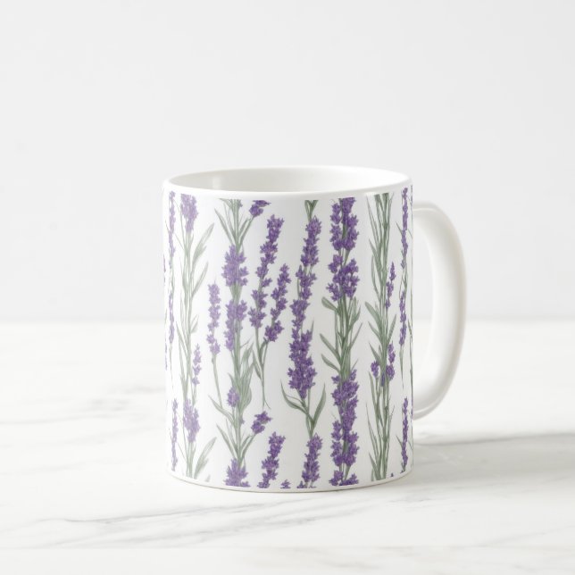 Watercolor Lavender Flowers Kaffeetasse (VorderseiteRechts)