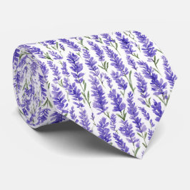 Watercolor Lavender Flowers Pattern Krawatte