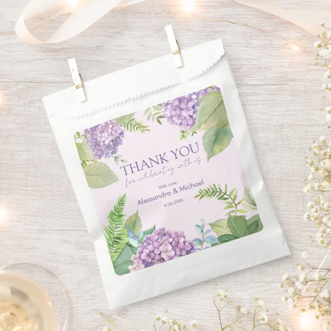 Watercolor Lavender Hydrangea Wedding Vielen Dank Geschenktütchen (Ausgeschnitten)