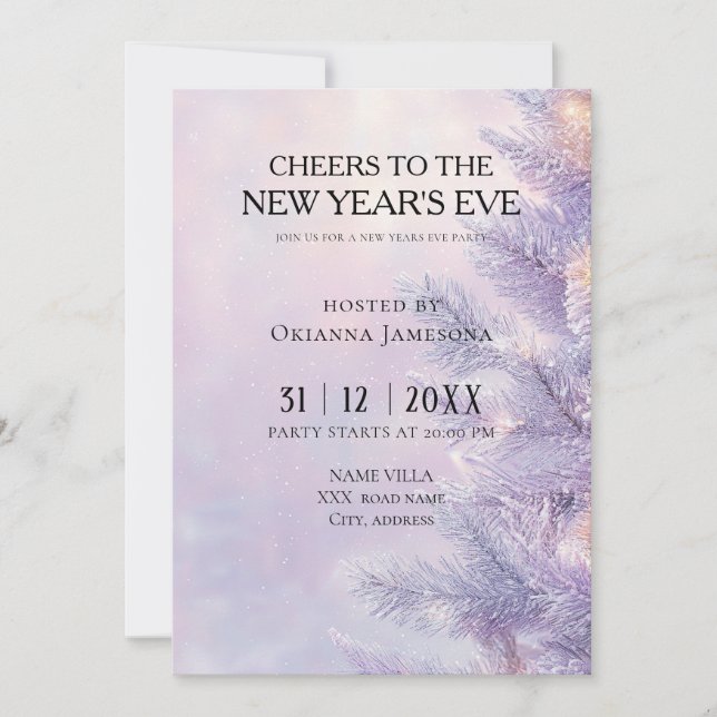 Watercolor lavender New Year's Eve Party  Einladung (Vorderseite)