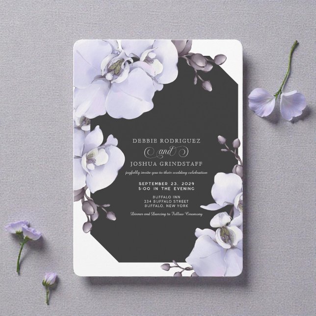 Watercolor Lavender Orchids Wedding Invitation  Einladung (Von Creator hochgeladen)