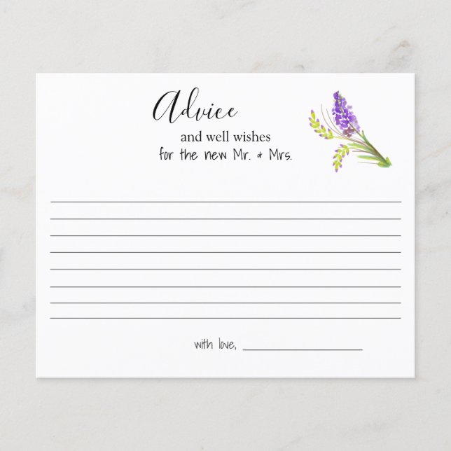 Watercolor Lavender und Green Florals Advisor Card (Vorderseite)