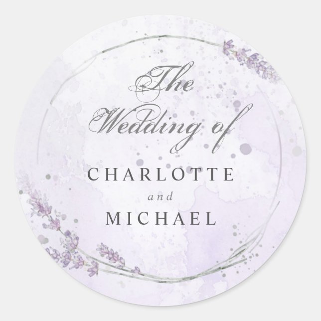 Watercolor Lavender Wedding Umschlag Aufkleber (Vorderseite)
