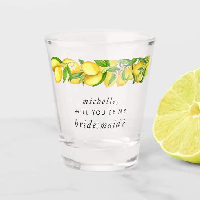 Watercolor Lemon Bridal Shower - The Bridesmaid Schnapsglas (Vorderseite)
