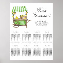 Watercolor Lemon citrus wedding seating chart Poster