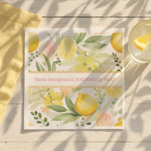 Watercolor Lemon Floral Thema Geburtstagsparty Serviette