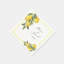 Watercolor Lemon Garden White Wedge Serviette
