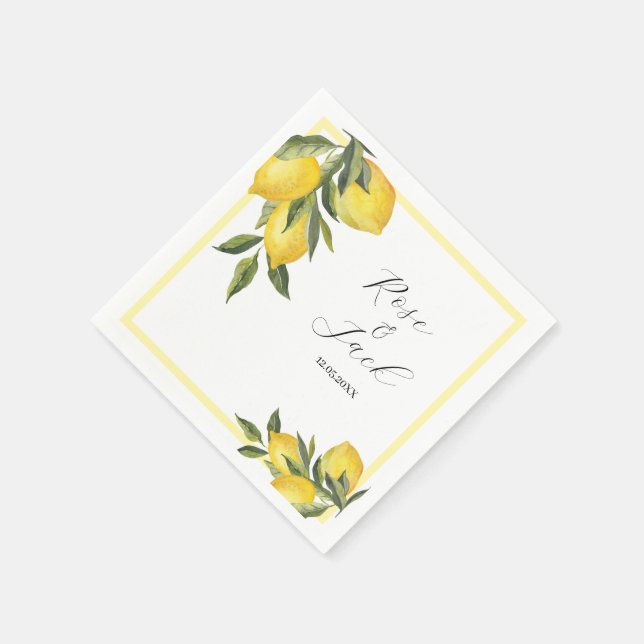 Watercolor Lemon Garden White Wedge Serviette (Ecke)