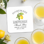 Watercolor Lemon Limoncello Wedding Rechteckiger Pappuntersetzer<br><div class="desc">Elegant Watercolor Lemon Greenerity Homemade Limoncello Hochzeit Vielen Dank Untersetzer</div>