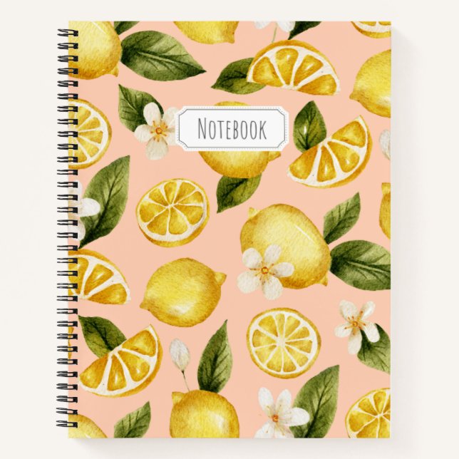 Watercolor Lemon Muster Notebook Notizbuch (Vorderseite)