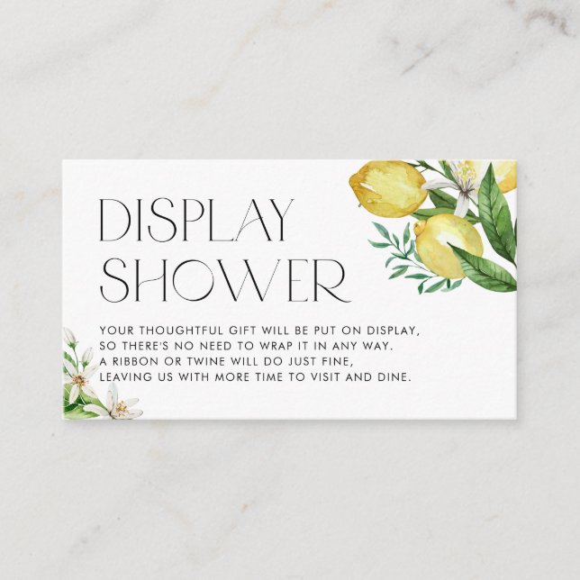 Watercolor Lemons and Blossoms Display Shower Begleitkarte (Vorderseite)
