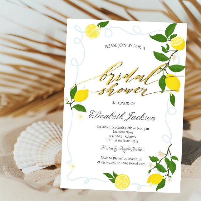 Watercolor Lemons Frame Bridal Shower  Einladung (Von Creator hochgeladen)