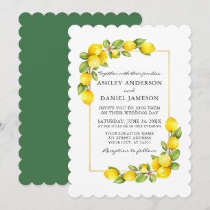 Watercolor Lemons Greenerity Wedding Green Einladung