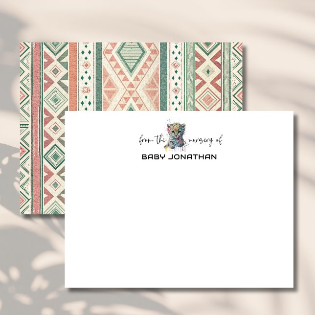 Watercolor Leopard Chic Nursery Note Card Einladung (Von Creator hochgeladen)