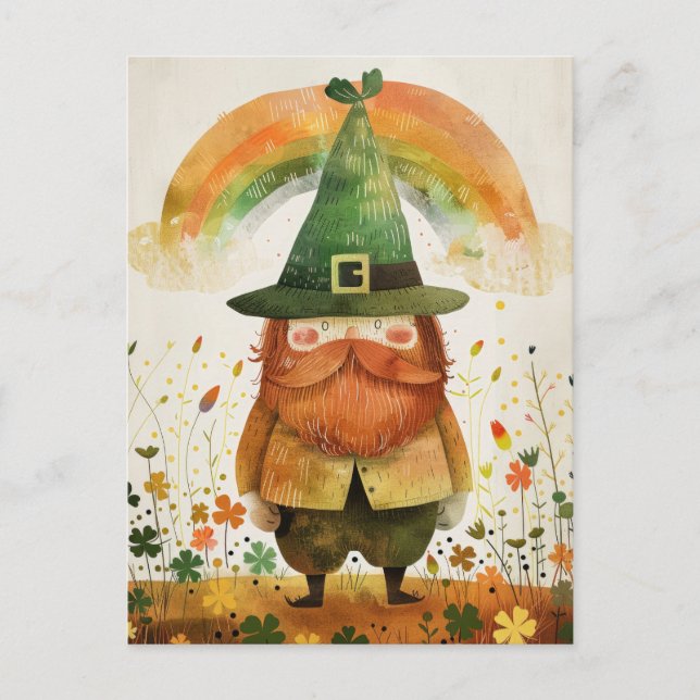 Watercolor Leprechaun Whimsical St. Patrick's Day Postkarte (Vorderseite)