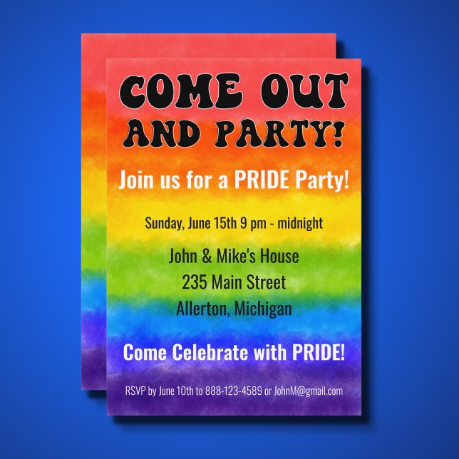 Watercolor LGBTQ PRIDE Month Party Invitation Einladung (Von Creator hochgeladen)