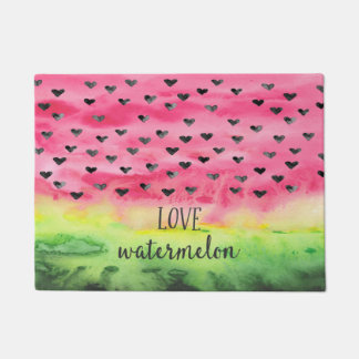 Watercolor-Liebe-Wassermelone-Herzen Fußmatte