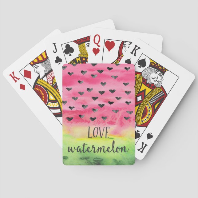 Watercolor-Liebe-Wassermelone-Herzen Spielkarten (Rückseite)