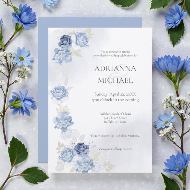 Watercolor Light Blue Wedding Invitation (Créateur téléchargé)