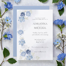 Watercolor Light Blue Wedding Invitation Einladung