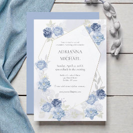 Watercolor Light Blue Wedding Invitation Einladung