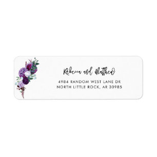 Watercolor Lila Blumenschrift-Rücksendeadresse