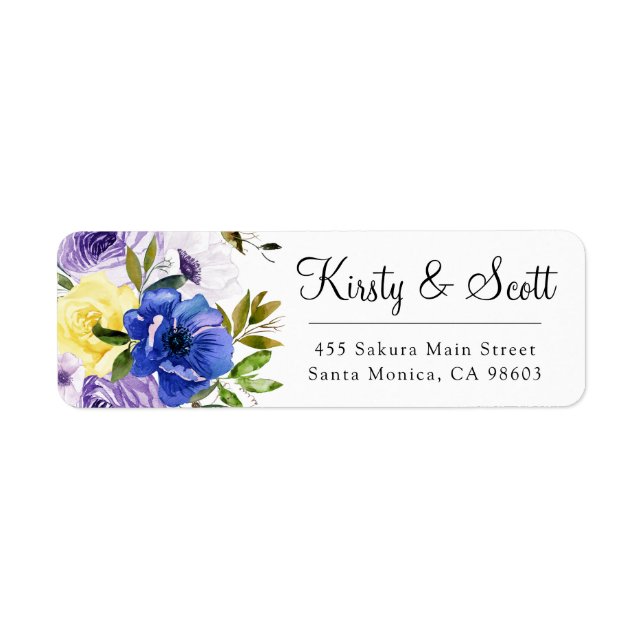 Watercolor Lila & Cream Blume Hochzeitsadresse (Vorne)