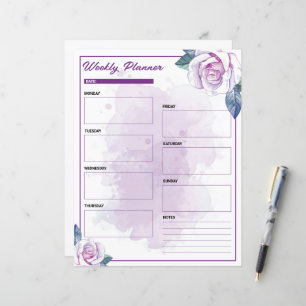 Watercolor Lila Floral Weekly Planer