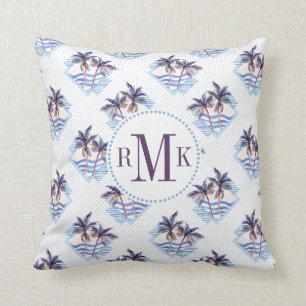 Watercolor-lila geometrisches Palme-Muster Kissen