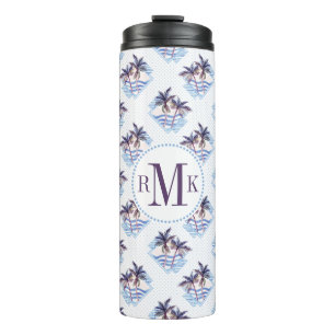 Watercolor-lila geometrisches Palme-Muster Thermosbecher