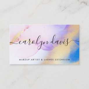 Watercolor Lila Gold Abstrakte Kalligrafie Visitenkarte