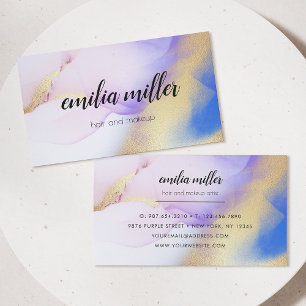 Watercolor Lila Gold Abstrakte Kalligrafie Visitenkarte