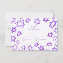 Watercolor Lila Star von David Bar Bat Mitzvah RSVP Karte