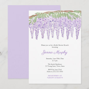 Watercolor Lila Wisteria Brautparty Party Einladung
