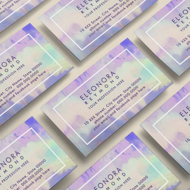 Watercolor Lilac Blue Ombre Elegant Visitenkarte (Von Creator hochgeladen)