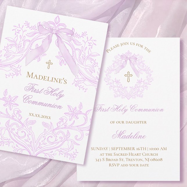 watercolor lilac crest First Holy Communion Einladung (Von Creator hochgeladen)