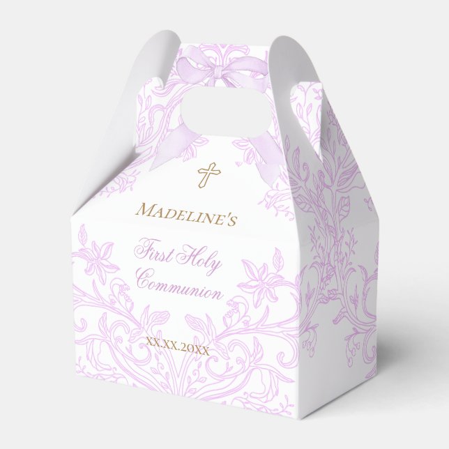  watercolor lilac crest | First Holy Communion Geschenkschachtel (Vorderseite)