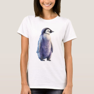 Watercolor Lilac Emperor Penguin Chick Women T-Shirt