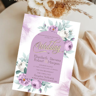 Watercolor Lilac Rose Polka Dots Wedding Einladung