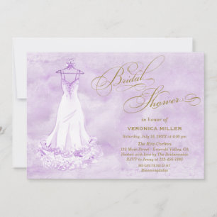 Watercolor Lilac Wedding Gown Brautparty Einladung
