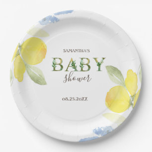 Watercolor-Limonen Baby Shower Pappteller