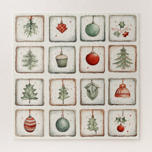 Watercolor Lineart Christmas Pattern
