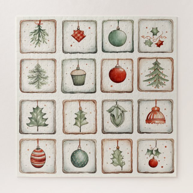 Watercolor Lineart Christmas Pattern (Vertikal)