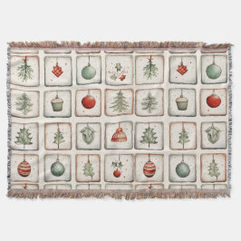 Watercolor Lineart Christmas Pattern Decke