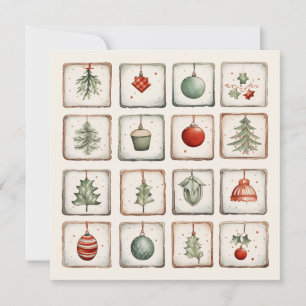Watercolor Lineart Christmas Pattern Einladung