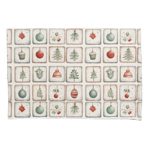 Watercolor Lineart Christmas Pattern Kissenbezug