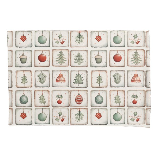 Watercolor Lineart Christmas Pattern Kissenbezug (Vorderseite)